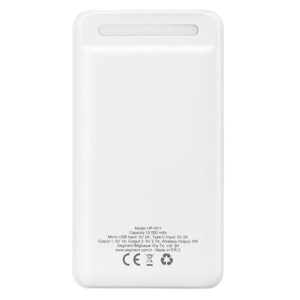 ED283   Hytech HP-W11 10000mAh Kablosuz Powerbank 2 Usb Port Beyaz Taşınabilir Pil Şarj Cihazı — detay