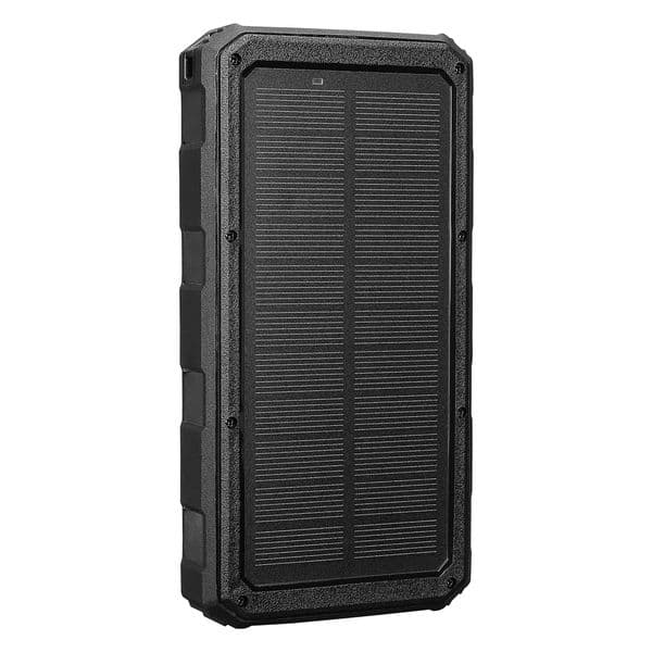 ED267  S-link P120 12000mAh PRM 2*USB+Type-C+Micro Led Lamba + 1.2W Solar Panelli Siyah Taşınabilir Pil Şarj Cihazı Powerbank — detay