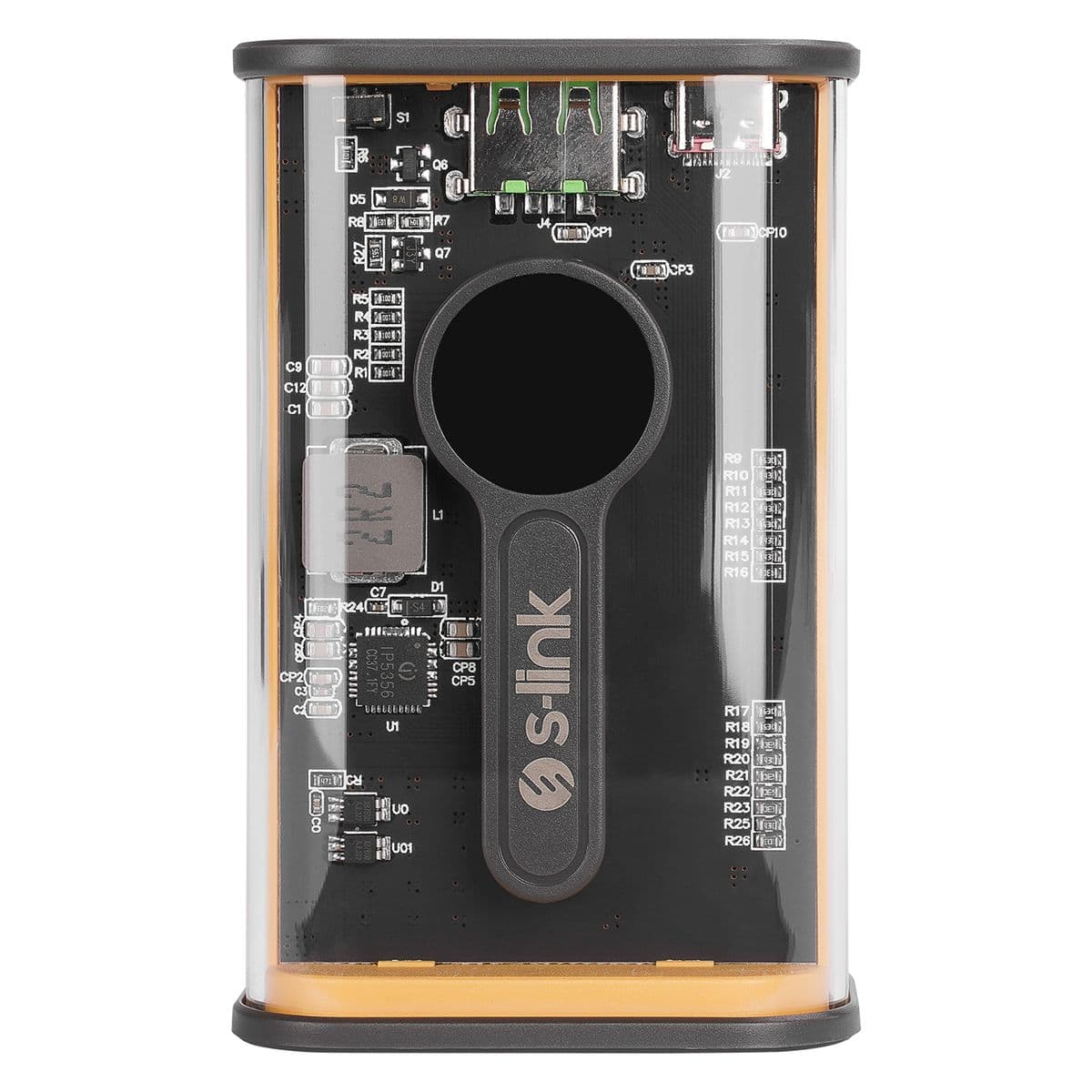 ED274  S-link V92 9200mAh PD22.5W + QC3.0 USB+Type-C Gri/Sarı LCD Şeffaf Taşınabilir Pil Şarj Cihazı Powerbank