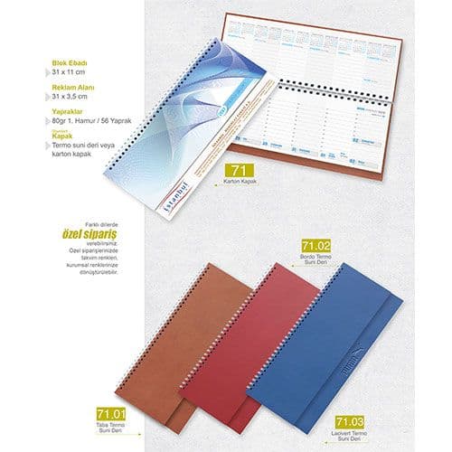 Masa Takvimi Haftalık Küçük Karton Kapak – Stoklu