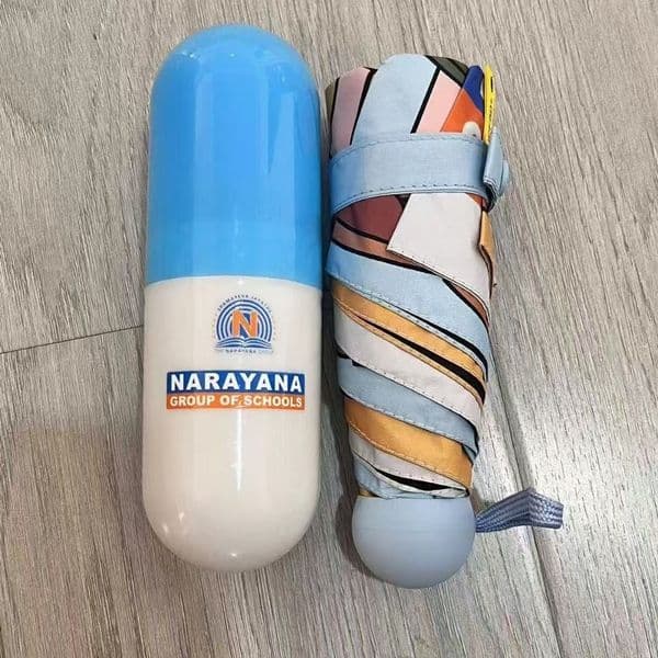 İlaç Kapsülü şeklinde Kılıflı Özel Desenli Mini Katlanır Cep Şemsiyesi — detay