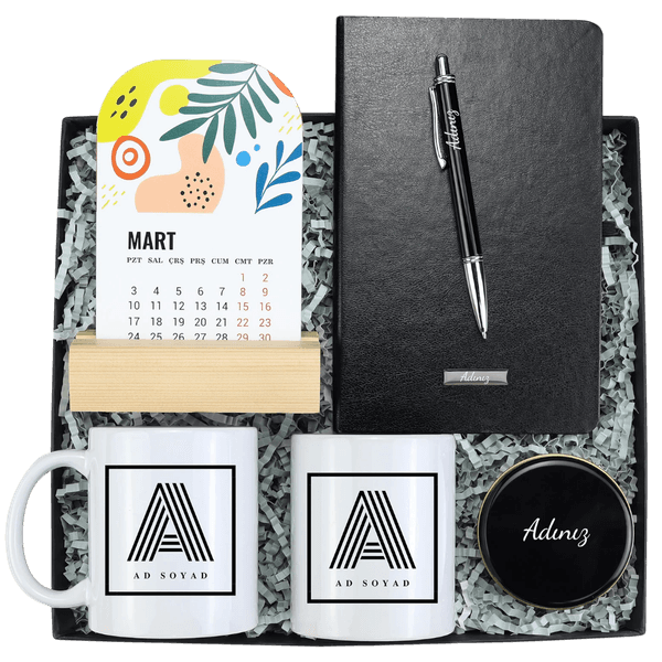 Defter & Kalem & Takvim & Kupa & Kalemlik & Mum Hediye Seti