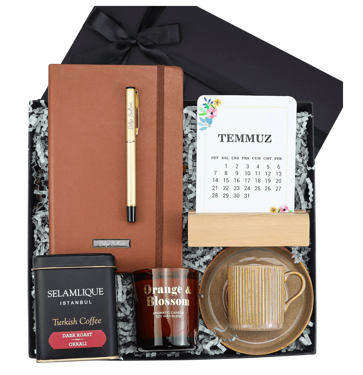 Defter & Kalem & Takvim & Fincan & Mum & Selamlıque Hediye Seti