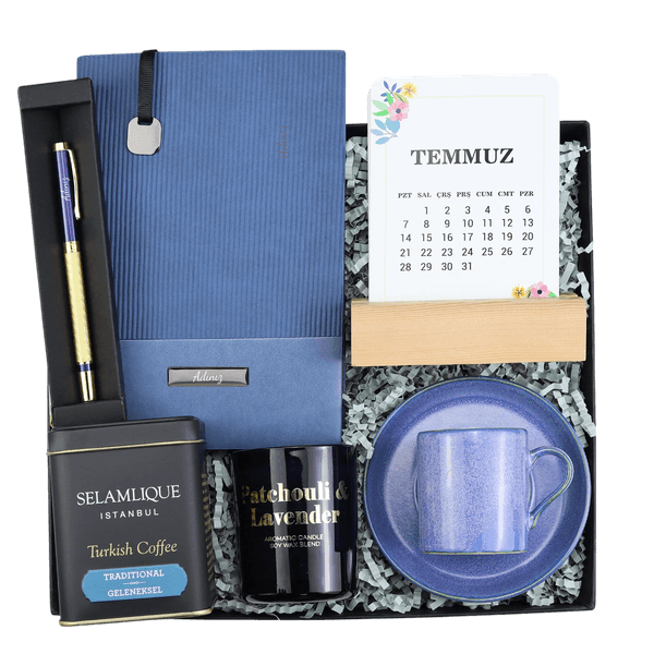 Defter & Kalem & Takvim & Türk Kahvesi & Mum & Fincan Hediye Seti