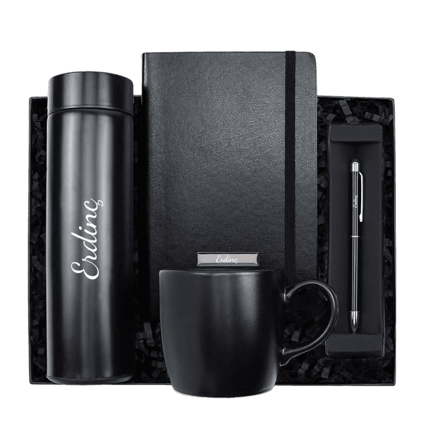 Kişiye Özel Termos & Defter & Siyah Kupa Hediye Seti