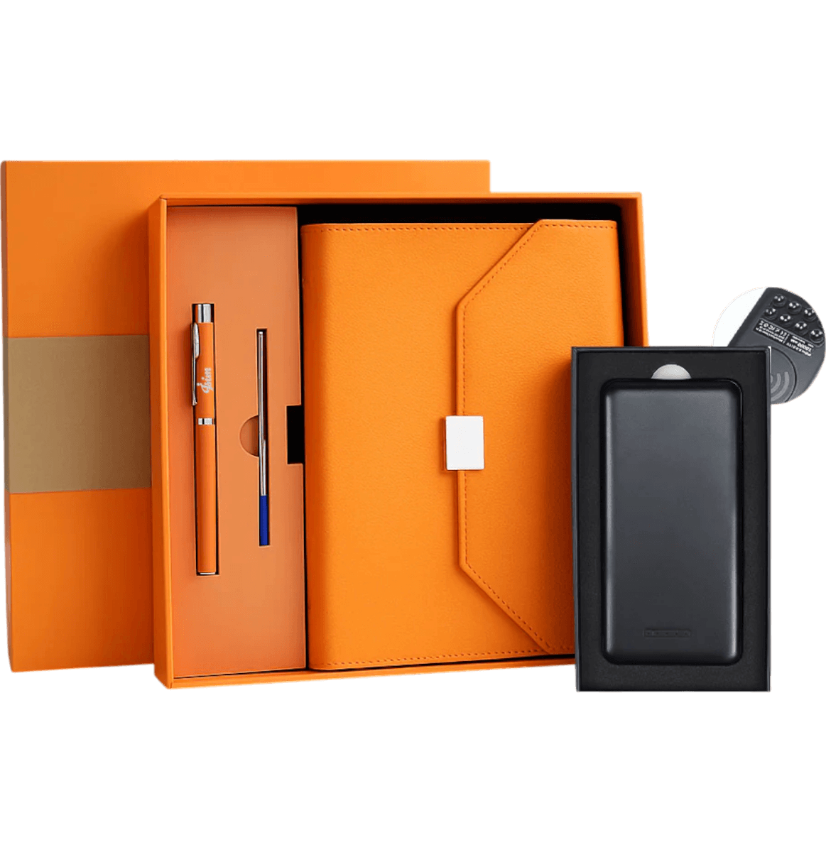 Kutulu Defter Kalem Seti & Vakumlu 10.000 mAh Powerbank Hediye Seti