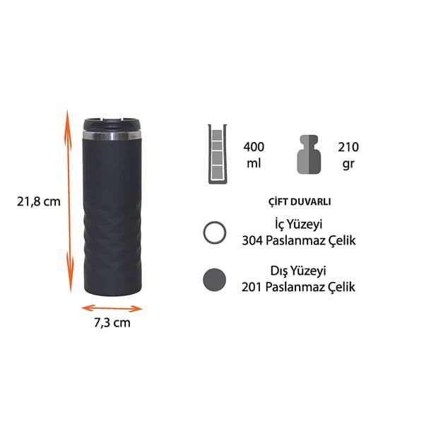 ED13  Termos Tipi Çelik Bardak 400 ml — detay