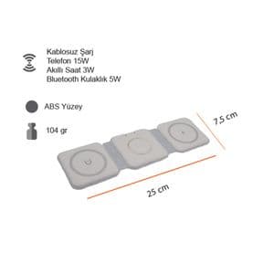 ED236 Kablosuz Şarj Standı (Telefon, Saat, Kulaklık)